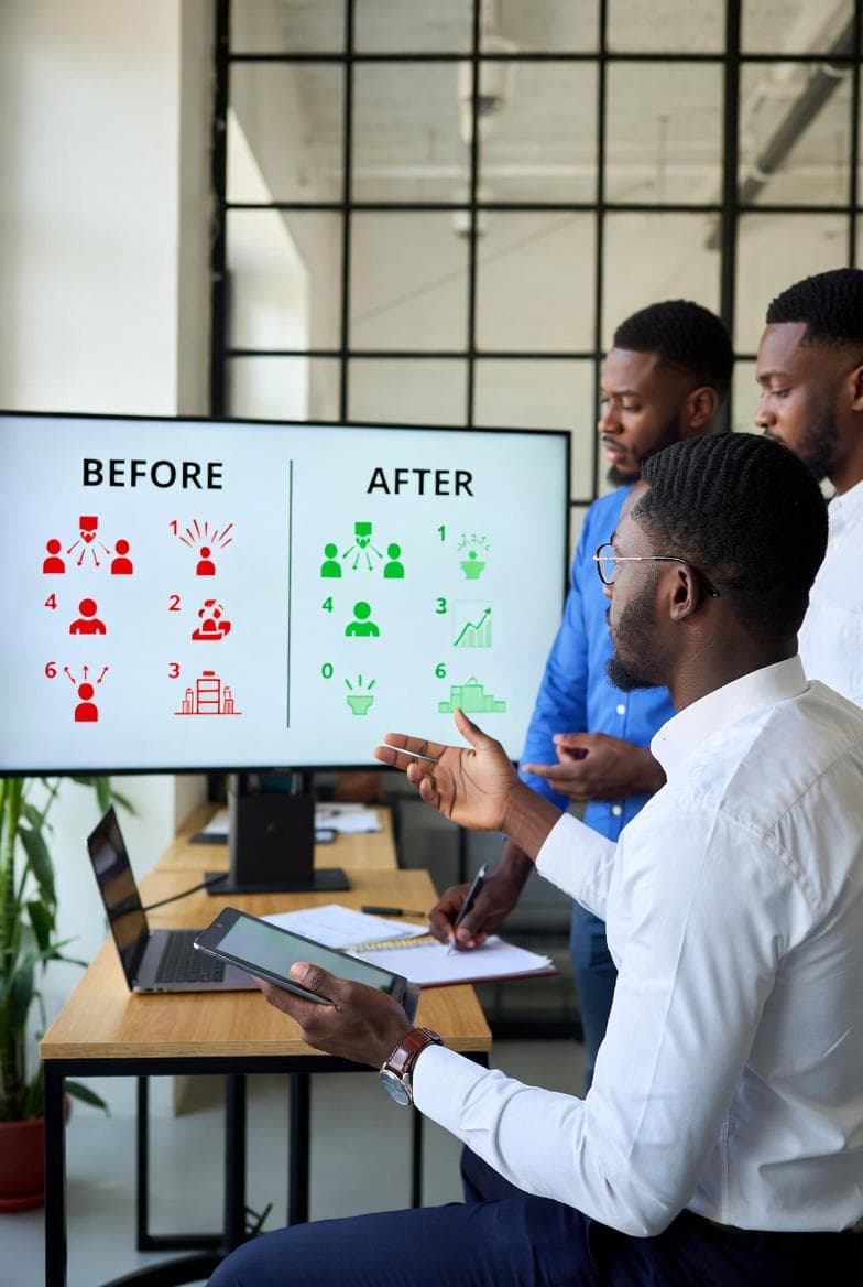 IT support team collaborating in a modern operations room